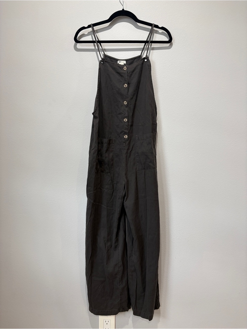 Billabong Black Button-Front Wide-Leg Jumpsuit